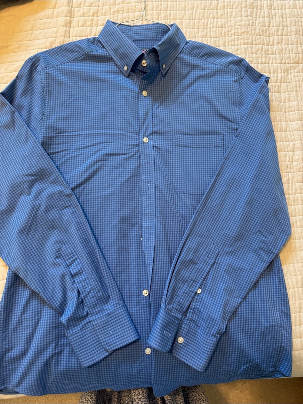 Vineyard Vines Blue Micro-Check Button-Down Dress Shirt size L